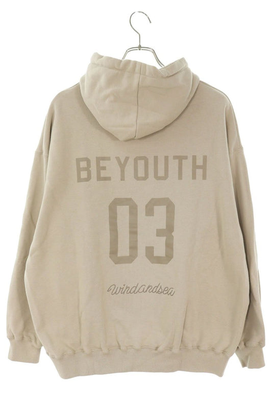 WIND AND SEA Back Numbering Print Hoodie Beige Size L