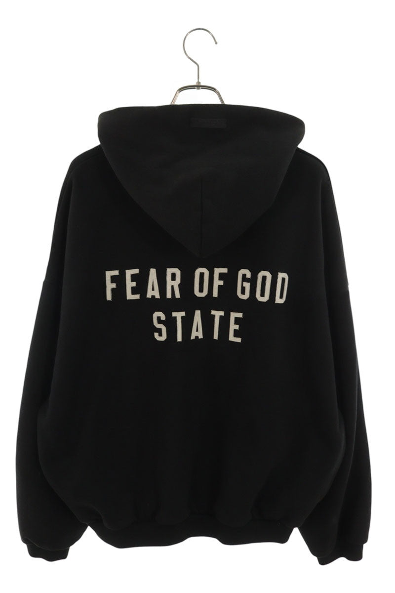 FEAR OF GOD Back Logo Patch Zip Hoodie Black Size M