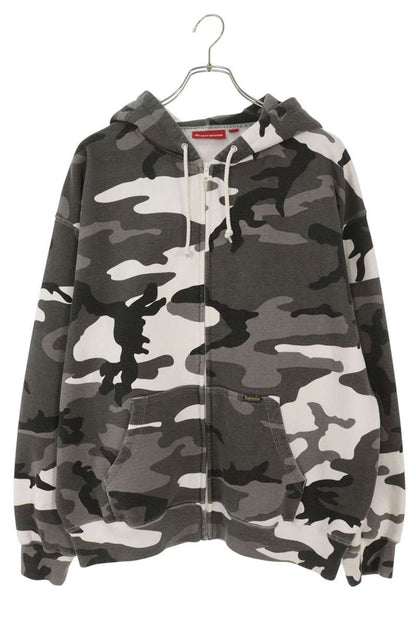 SUPREME WORK Camo Zip Up Hooded Sweatshirt White/Gray Size L