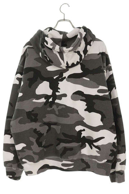 SUPREME WORK Camo Zip Up Hooded Sweatshirt White/Gray Size L