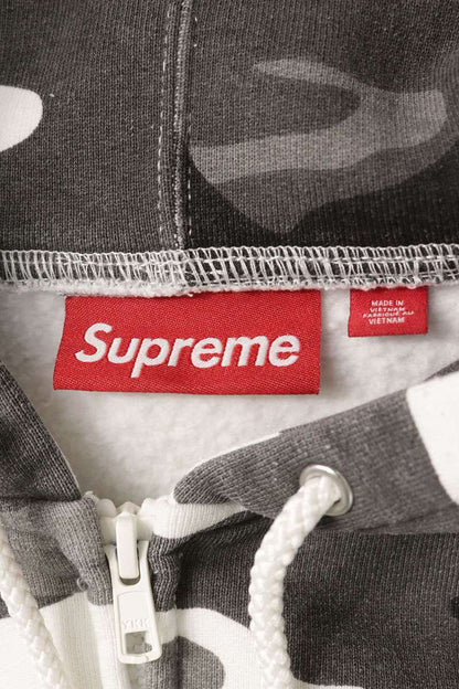SUPREME WORK Camo Zip Up Hooded Sweatshirt White/Gray Size L