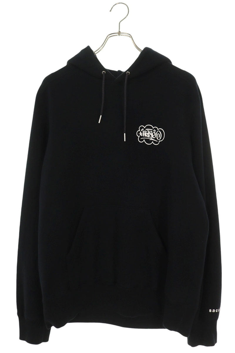 Sacai Graphic Logo Print Hoodie Black Size L