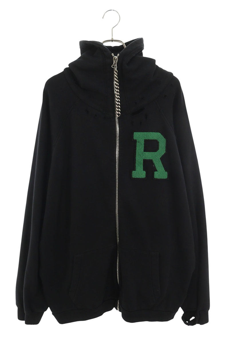 RAF SIMONS Oversized Zipped Hoodie With Badge Black Size M
