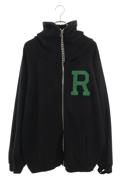 RAF SIMONS Oversized Zipped Hoodie With Badge Black Size M