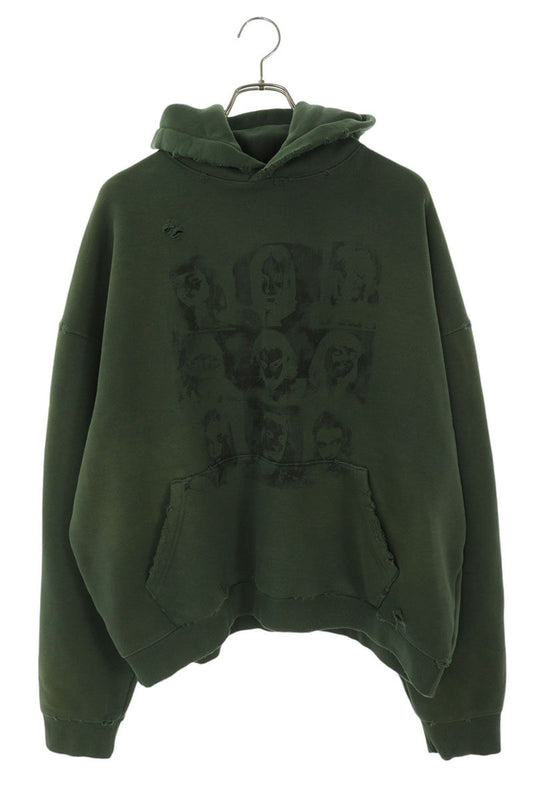 FAR FROM WHAT FAR VTG Distressed Front Print Green Size M
