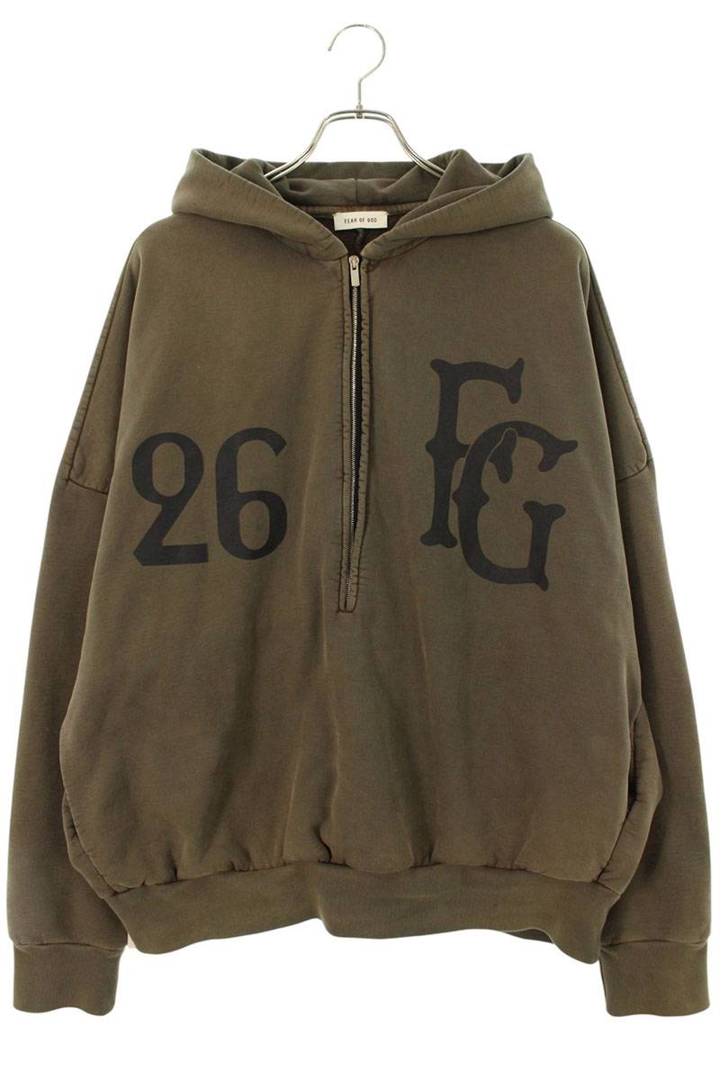 FEAR OF GOD Baseball Club Half-Zip Hoodie Khaki Size M