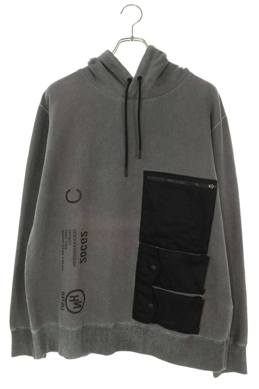 NEIGHBORHOOD Thermal-Dye Logo Print Hoodie Gray Size L