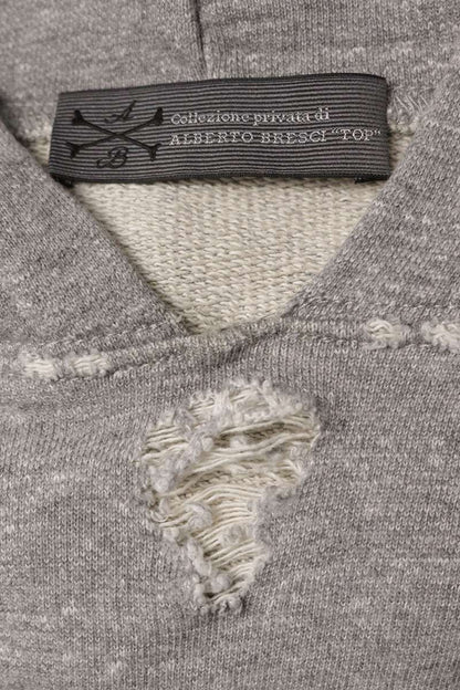 Alberto Bresci Cotton Pullover Hoodie Gray Size S