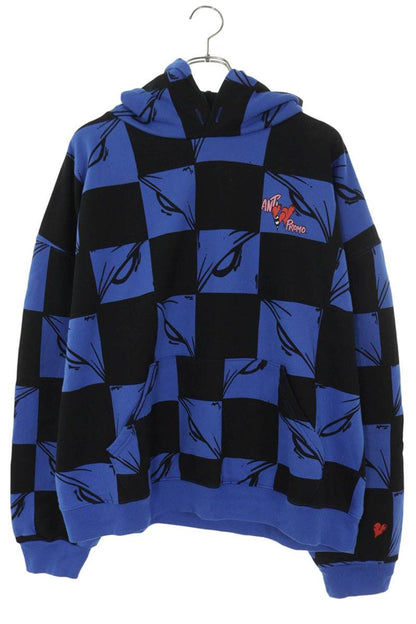 ANTI PROMO MATTY BOY Print Pullover Hoodie Blue Size XL