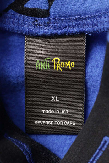 ANTI PROMO MATTY BOY Print Pullover Hoodie Blue Size XL