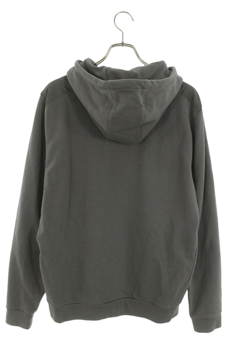 PRADA Rubber Logo Print Nylon Panel Hoodie Gray Size XL