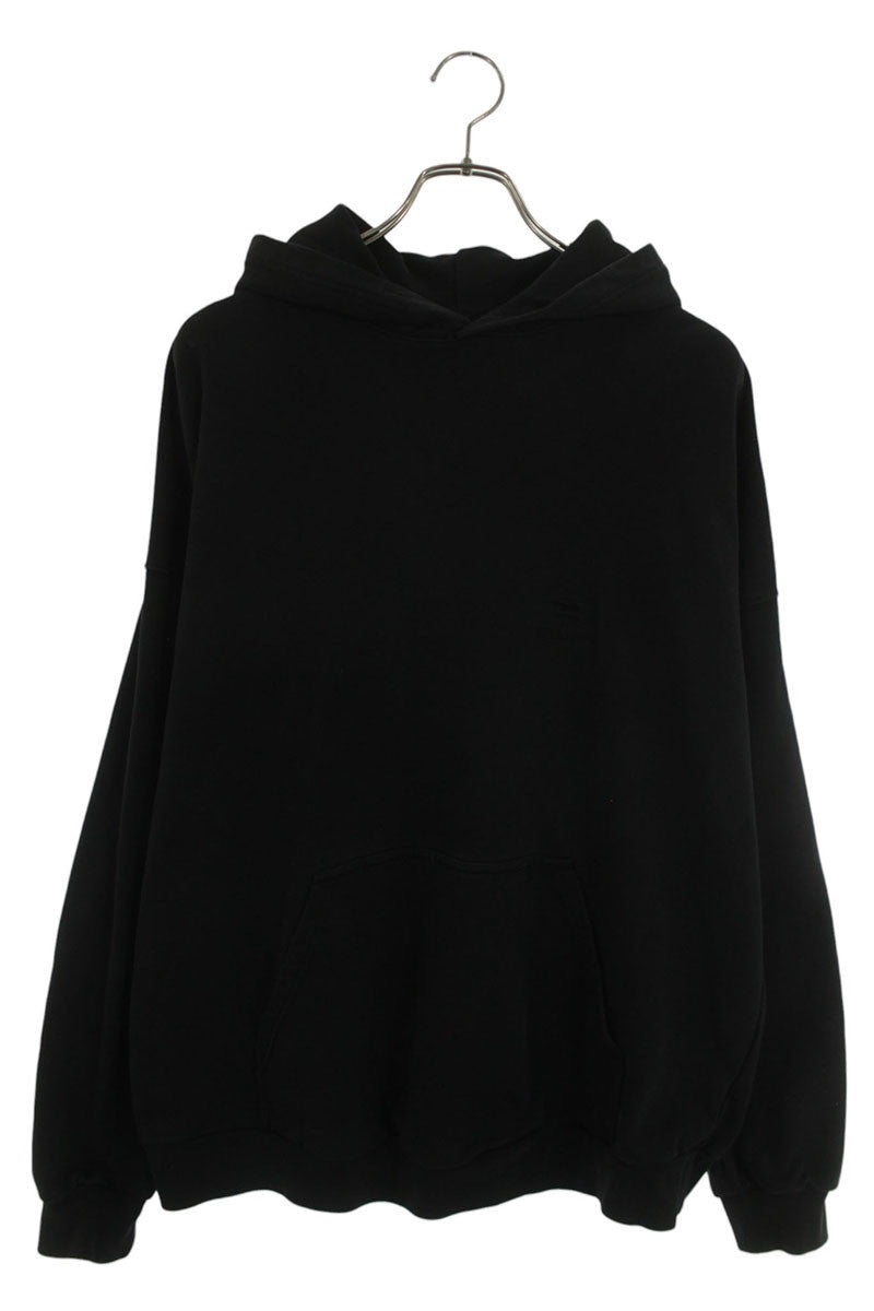 BALENCIAGA Back Stencil Print Cotton Hoodie Black Size XS