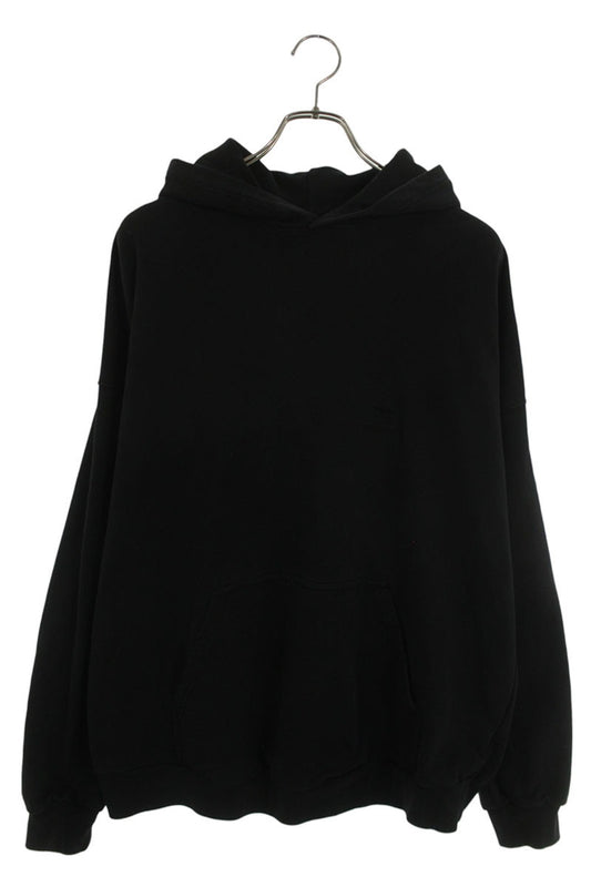 BALENCIAGA Back Stencil Print Cotton Hoodie Black Size XS