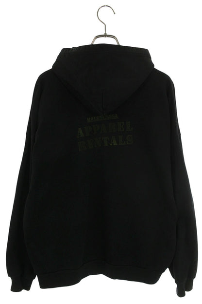 BALENCIAGA Back Stencil Print Cotton Hoodie Black Size XS