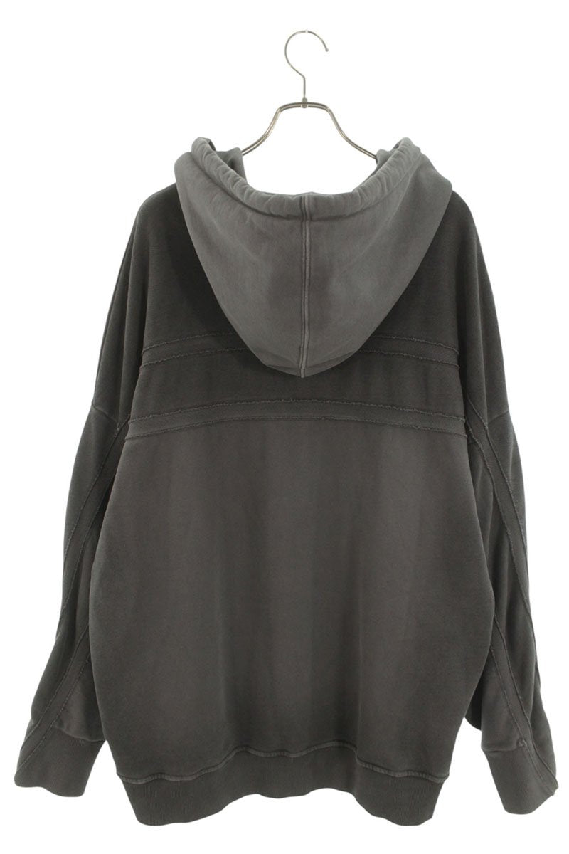 FENDI Metal Logo Plate Pullover Hoodie Gray Size XL