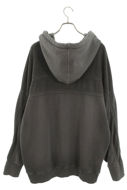 FENDI Metal Logo Plate Pullover Hoodie Gray Size XL