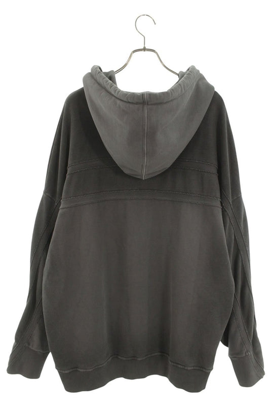 FENDI Metal Logo Plate Pullover Hoodie Gray Size XL