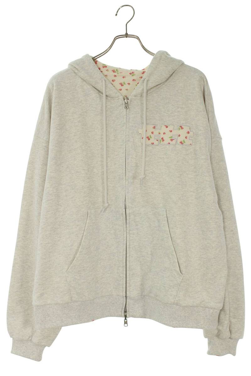 TTT Reversible Fruit Allover Print Hoodie Gray Size L