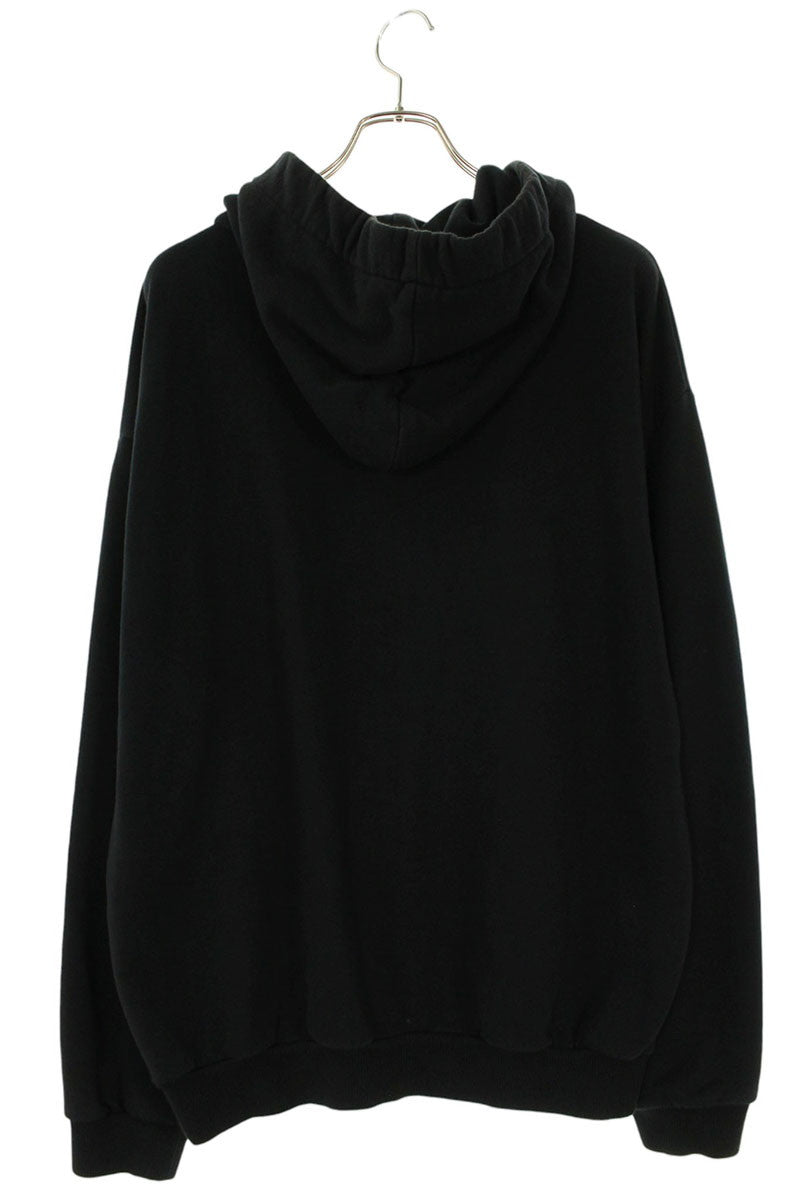CELINE Logo Drawcord Pullover Hoodie Black Size XL