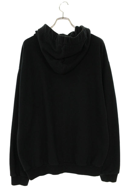 CELINE Logo Drawcord Pullover Hoodie Black Size XL