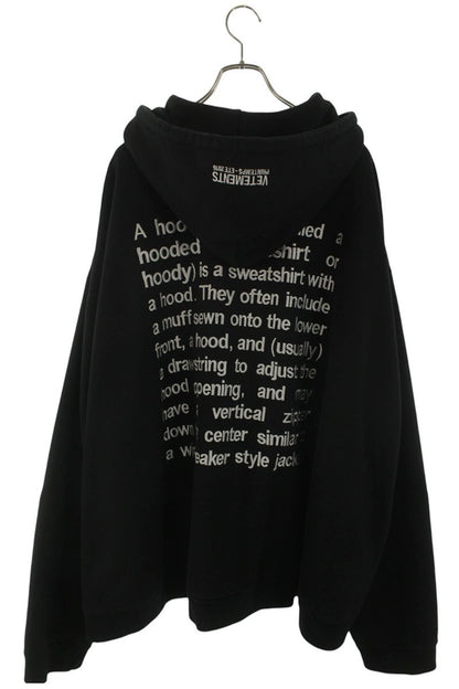 VETEMENTS 16SS Lettering Embroidered Oversized Hoodie Size L