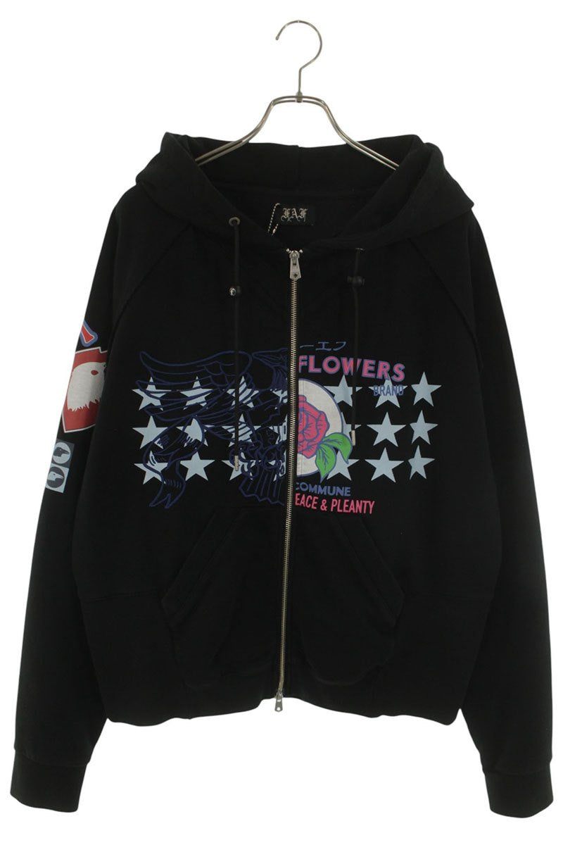 FAF 26SS PRINTED ZIP-UP HOODIE Black Size M