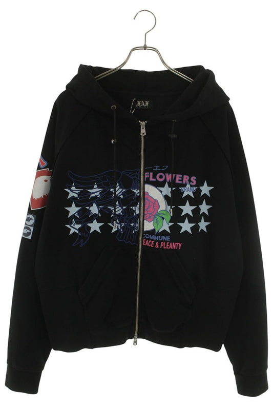FAF 26SS PRINTED ZIP-UP HOODIE Black Size M