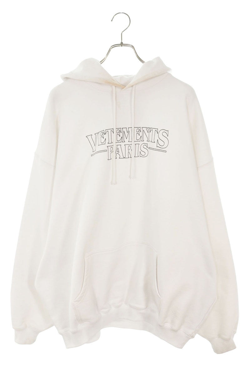 VETEMENTS 23AW PARIS Logo Print Hoodie White Size S