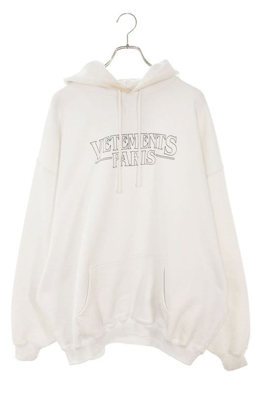 VETEMENTS 23AW PARIS Logo Print Hoodie White Size S
