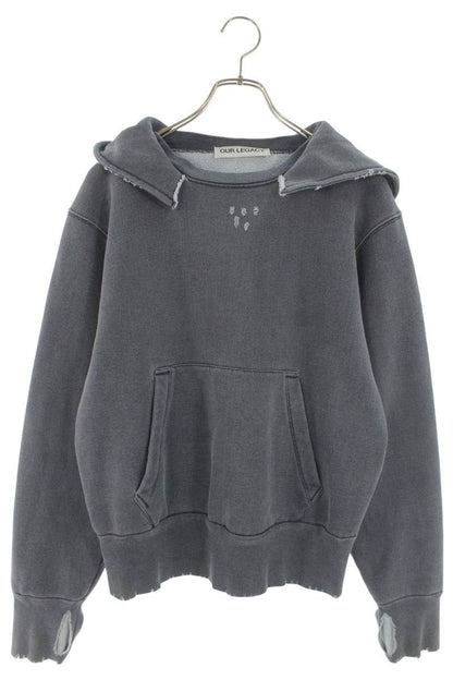 OUR LEGACY 25AW RELIC HOODIE Distressed Cotton Navy Size S