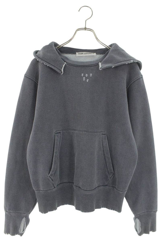 OUR LEGACY 25AW RELIC HOODIE Distressed Cotton Navy Size S