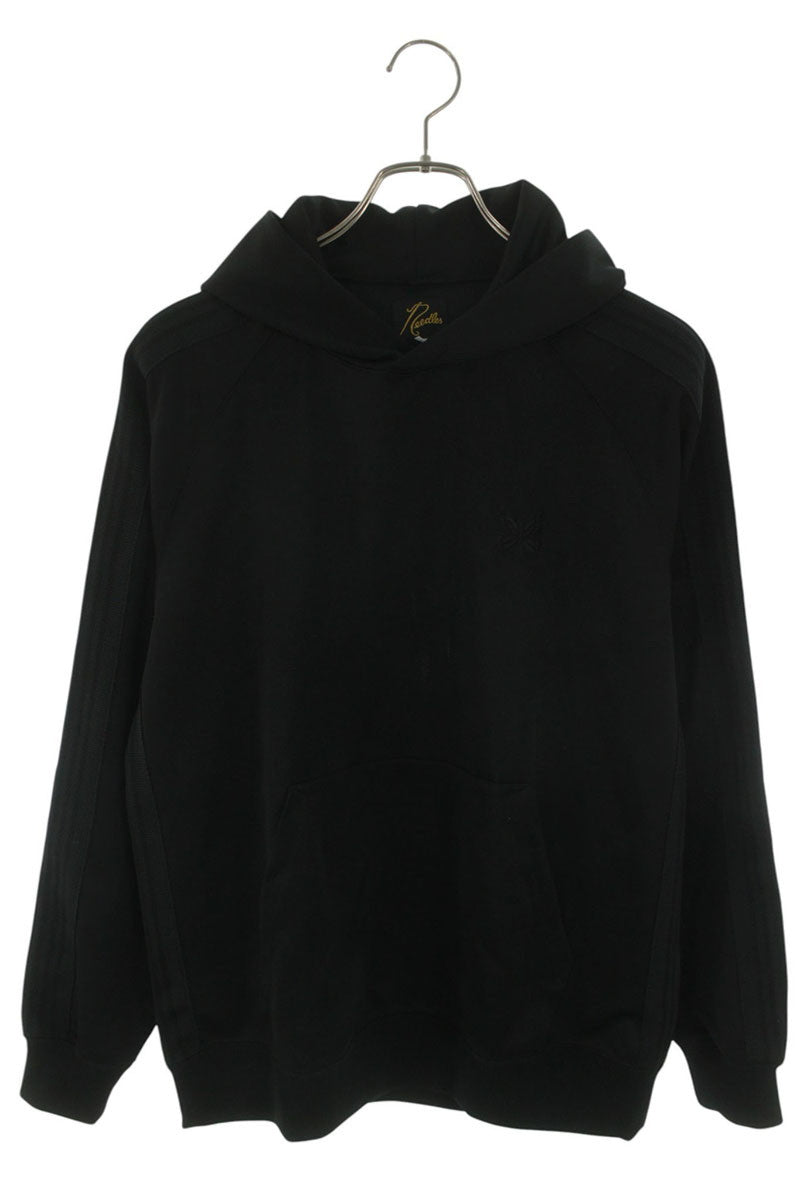 Needles Logo Embroidered Polyester Hoodie Black Size S