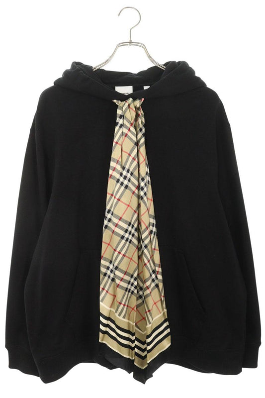 Burberry Scarf Detail Cotton Hoodie Black Size L