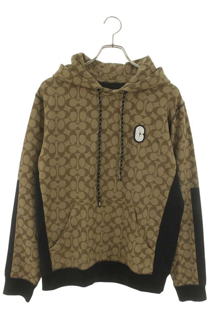 COACH Nylon Panel All-Over Pattern Hoodie Multi Size S