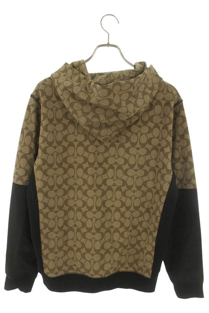 COACH Nylon Panel All-Over Pattern Hoodie Multi Size S
