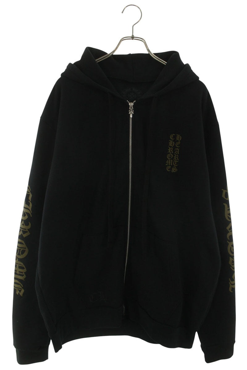 Chrome Hearts Sleeve Logo Print Zip Hoodie Size L
