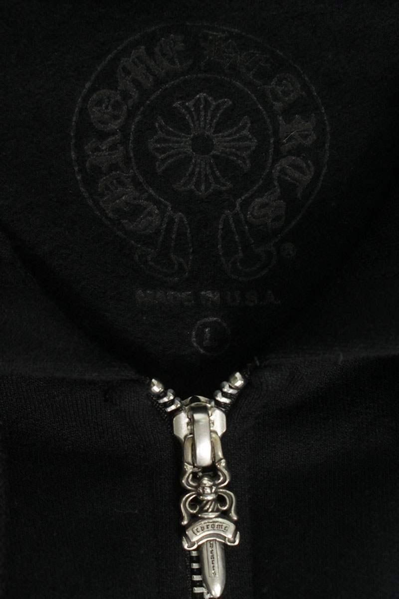 Chrome Hearts Sleeve Logo Print Zip Hoodie Size L