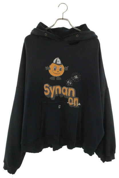 Paly Hollywood Print Design Cotton Hoodie Black Size XL