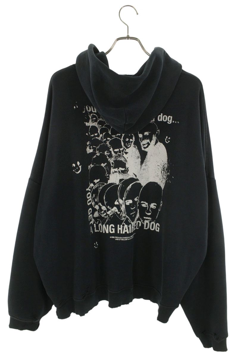 Paly Hollywood Print Design Cotton Hoodie Black Size XL