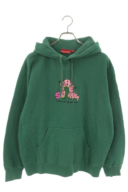 SUPREME 21SS Don't Care Embroidered Hoodie Green Size M