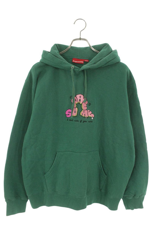 SUPREME 21SS Don't Care Embroidered Hoodie Green Size M