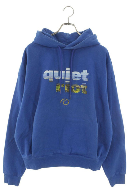 MARTIN ROSE Q Print Design Cotton Hoodie Blue Size M