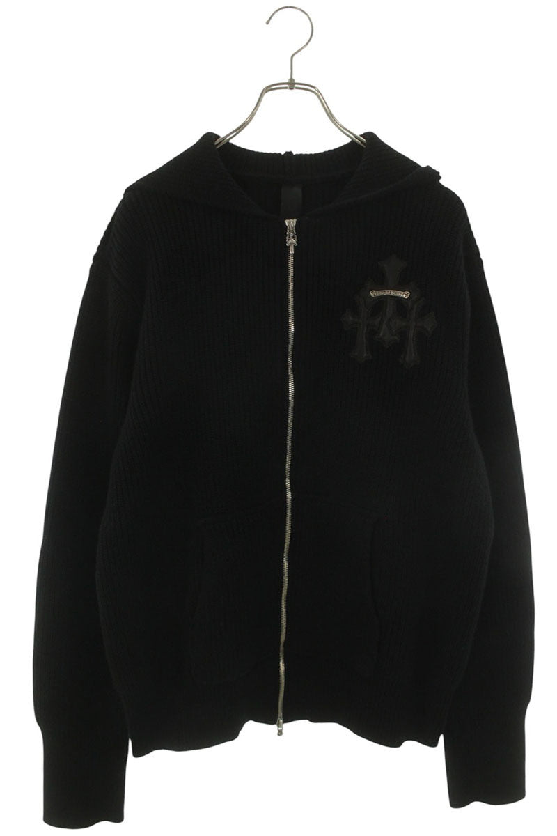 Chrome Hearts Cashmere Cross Patch Zip Hoodie Black Size L