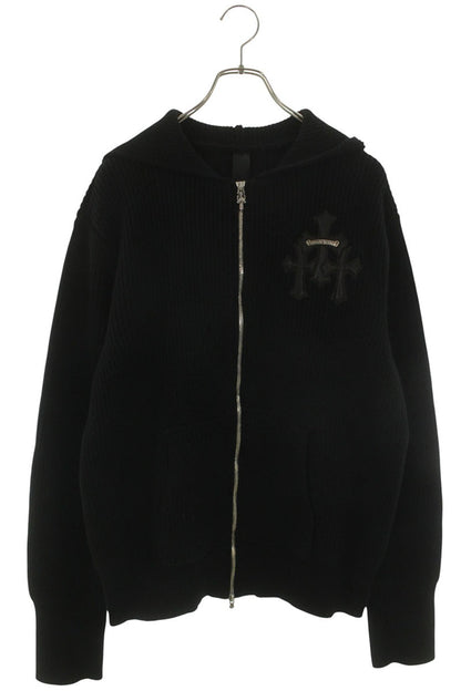 Chrome Hearts Cashmere Cross Patch Zip Hoodie Black Size L