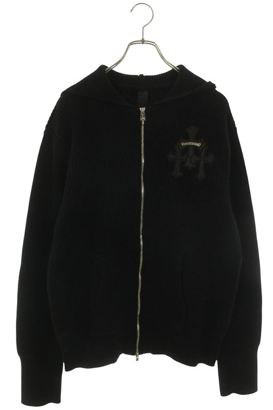 Chrome Hearts Cashmere Cross Patch Zip Hoodie Black Size L