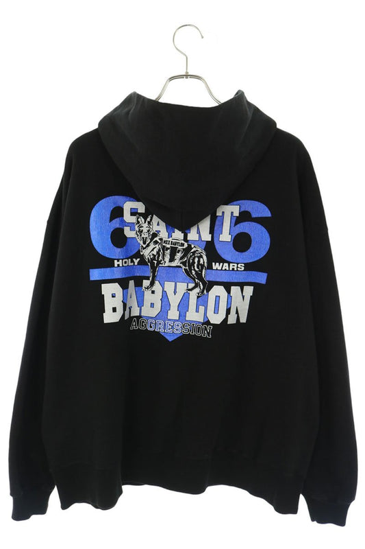 SAINT MICHAEL 25AW BABYLON Logo Print Hoodie Black Size XL