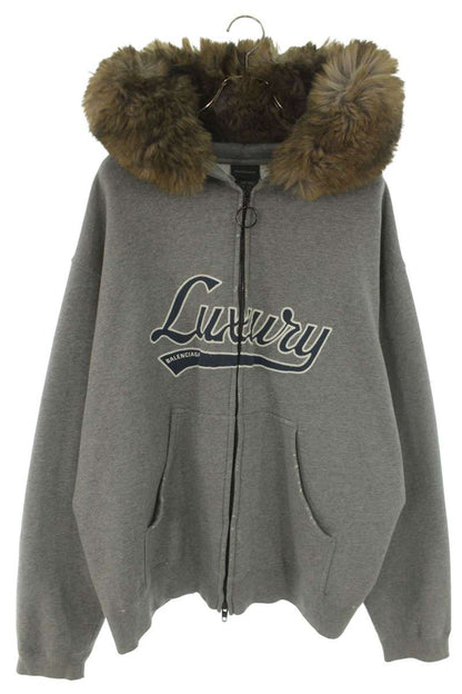BALENCIAGA Luxury Script Oversize Zip Hoodie Multi Size S