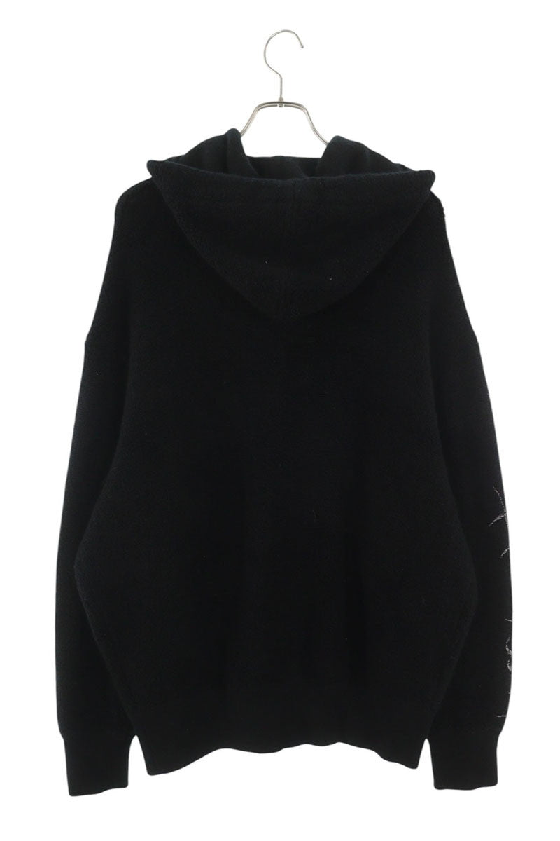 GIVENCHY Wool Ringlet Knit Zip Hoodie Black Size XS