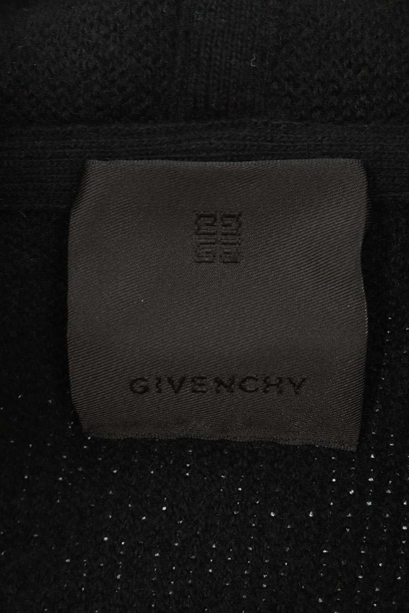 GIVENCHY Wool Ringlet Knit Zip Hoodie Black Size XS