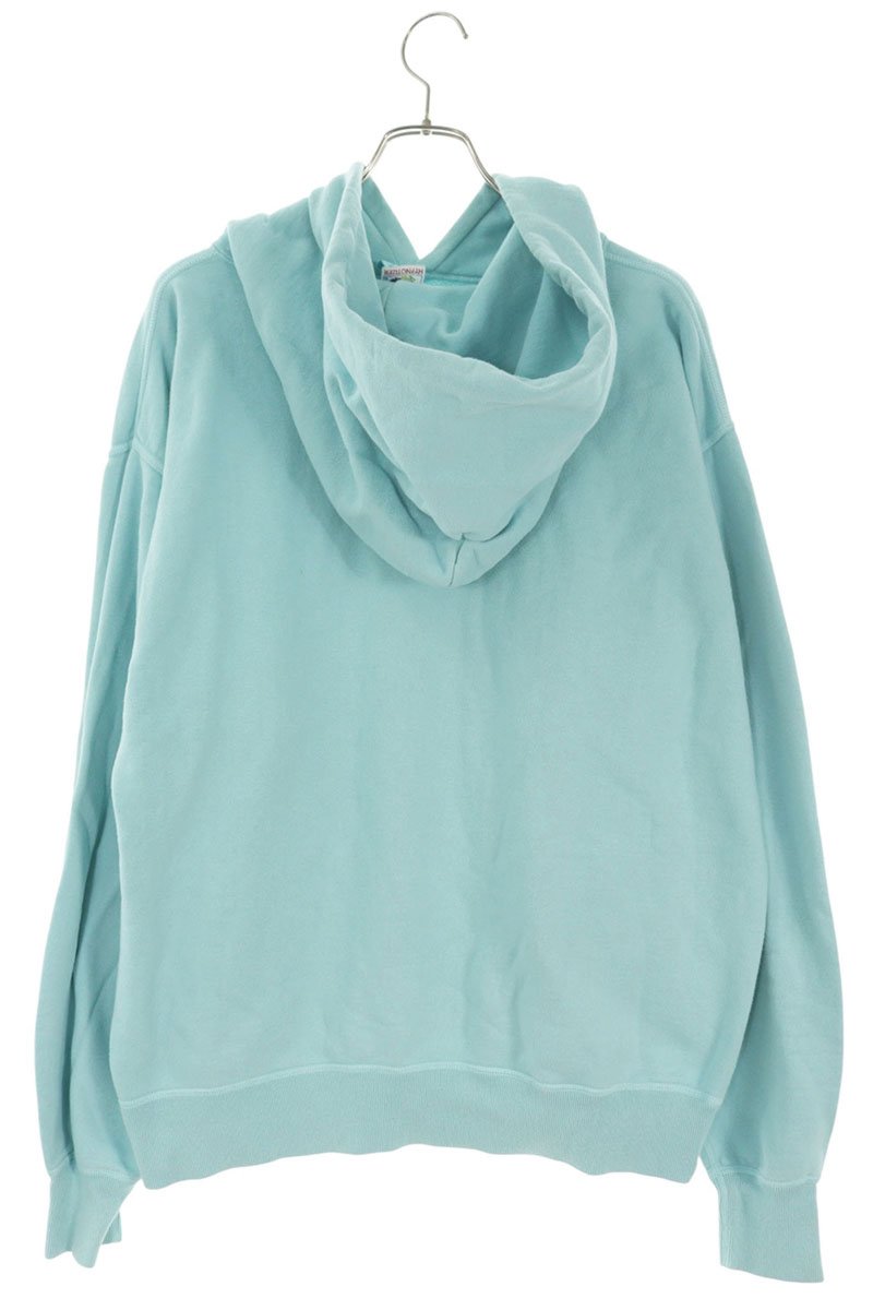 SAINT MICHAEL Logo Print Cotton Hoodie Light Blue Size XL